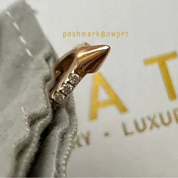 MARIA TASH Diamond Short Spike Hoop Eternity Huggie Earring 6.5mm 18K Rose Gold - Picture 8 of 13